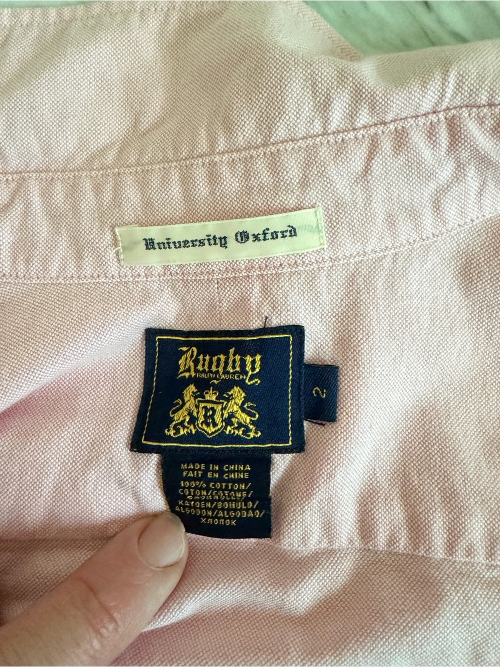 Rare Discontinued Rugby Ralph Lauren Pink University Oxford Shirt  - 2 - Picture 2 of 6